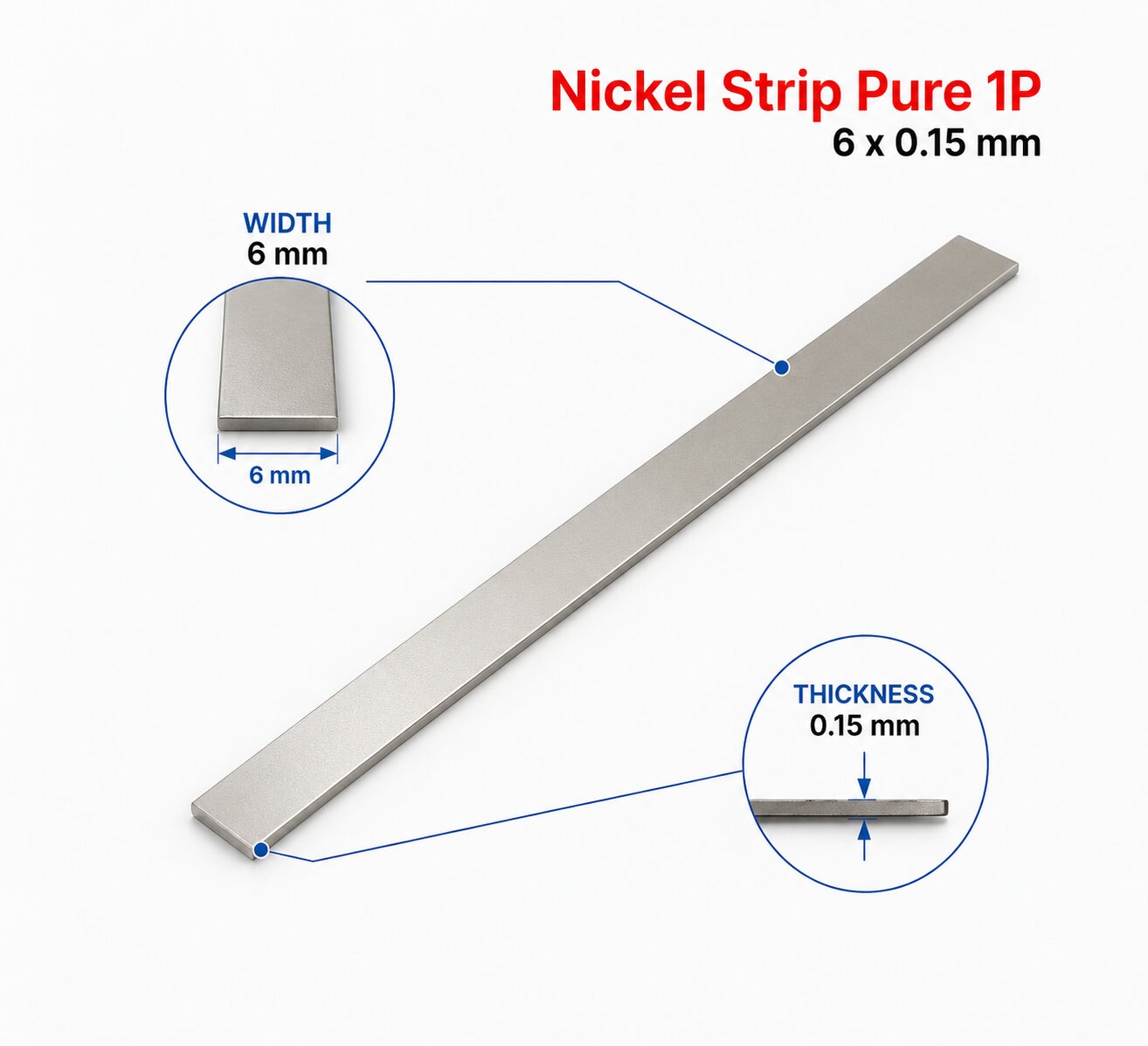 Nickel Strip Pure 1P 6x0.15 mm