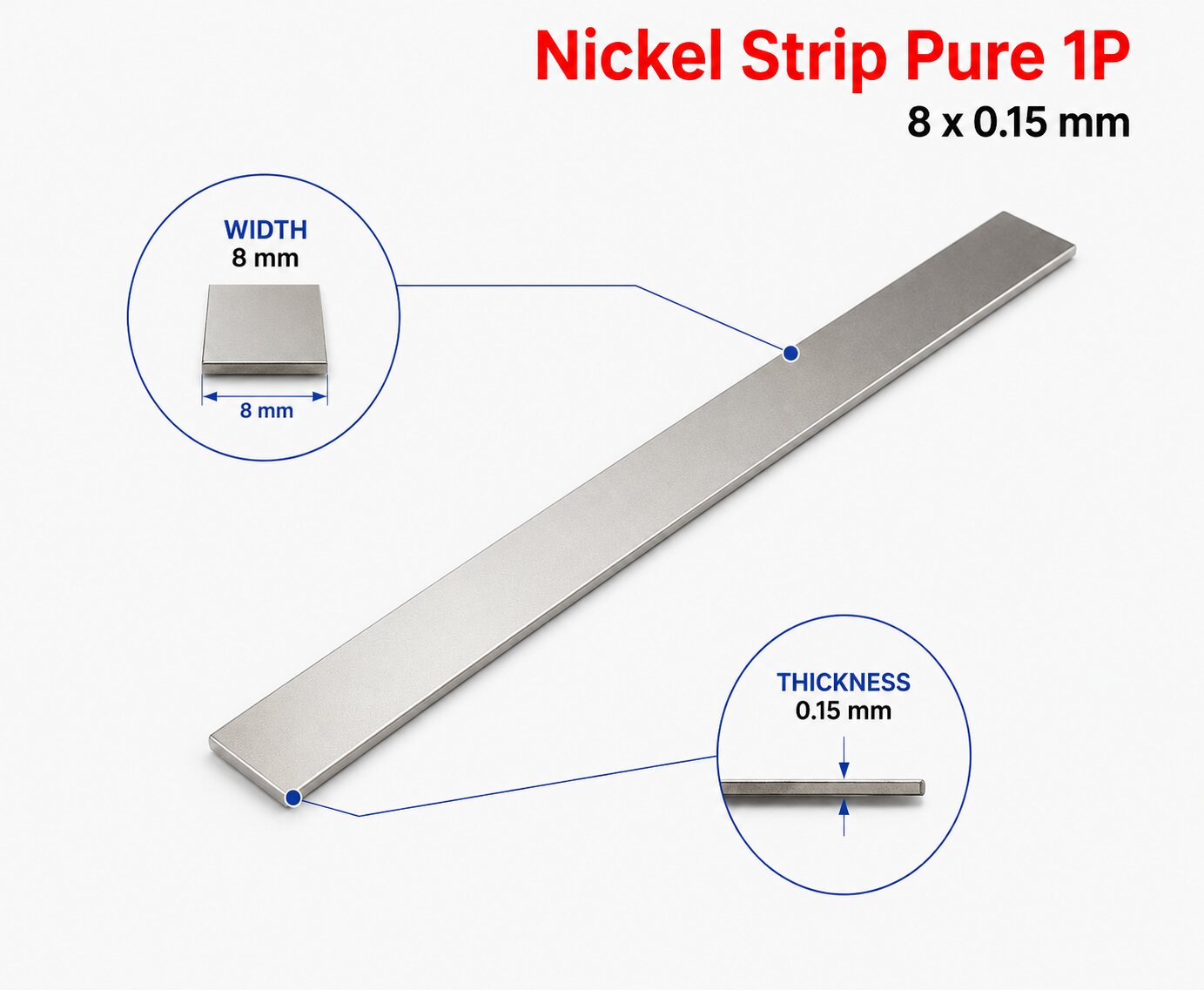 Nickel Strip Pure 1P 8x0.15 mm