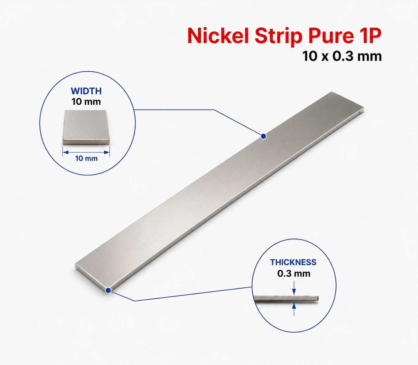Nickel Strip Pure 1P 10x0.3 mm