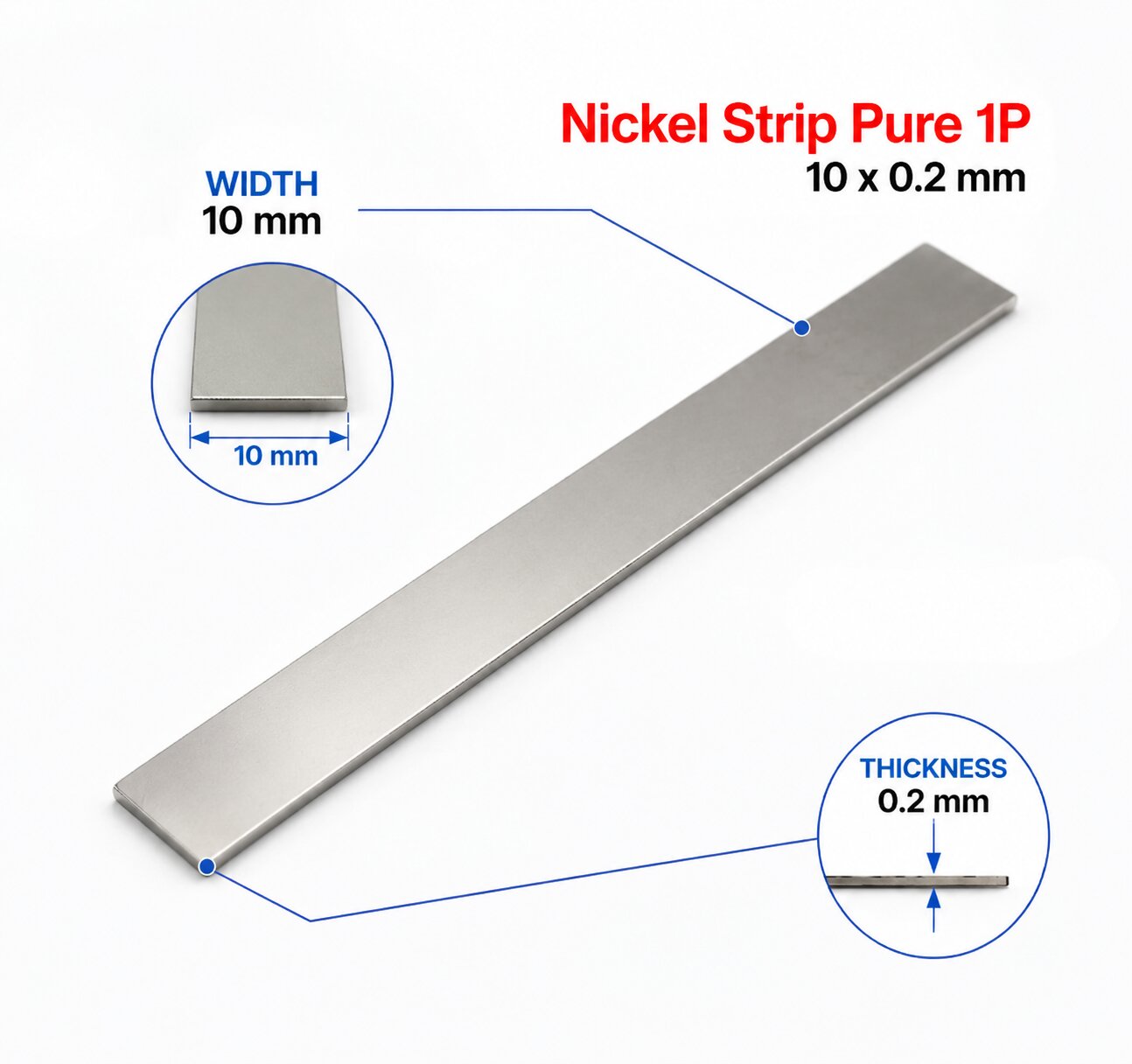 Nickel Strip Pure 1P 10x0.2 mm
