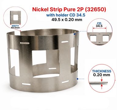 Nickel Strip Pure 2P(32650) with holder 49.5x0.20 mm CD 34.5