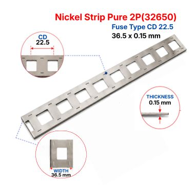 Nickel Strip Pure 2P(32650) 36.5x0.15 mm - Fuse Type CD 22.5