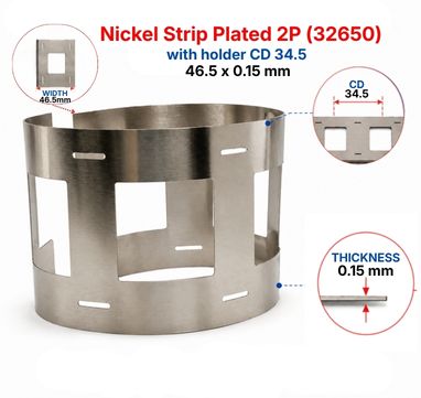Nickel Strip Plated 2P(32650) with holder 46.5x0.15 mm CD 34.5